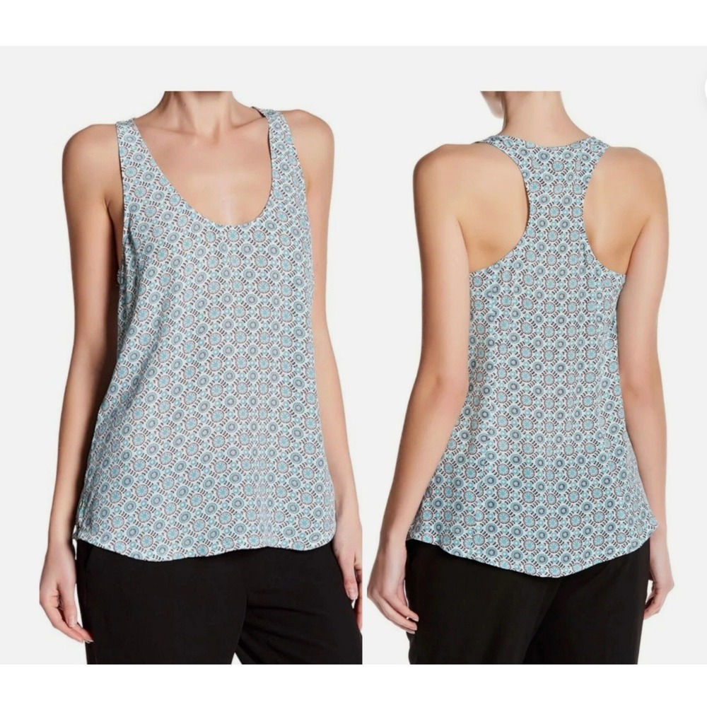 Joie Drew D 100% Silk Printed Porcelain Peacock Blue Medallion Tank S NWT $198